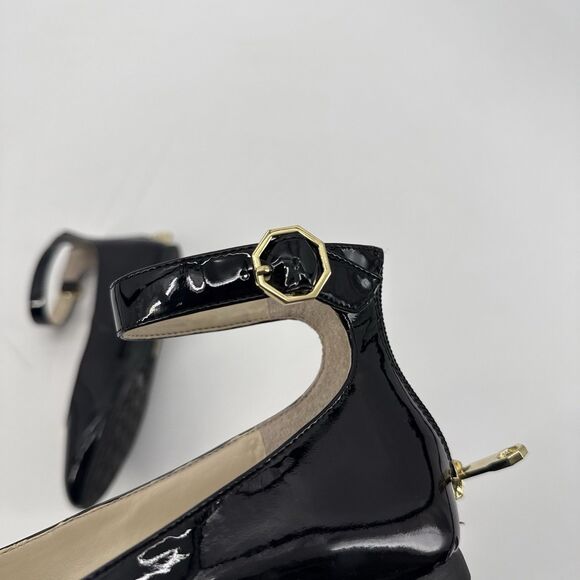 Louise et Cie Black Patent Leather Ballet Flats Ankle Strap Size 7M Classic - Picture 8 of 10